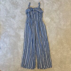 Blue and White Striped Jumpsuit